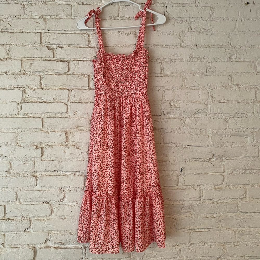 Baltic born red and white floral midi dress